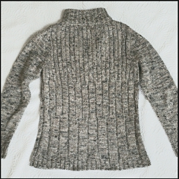 Liz Claiborne Ribbed Marbled Tan & Gray Knit 1/4 Zip Sweater, Size M - Picture 10 of 16